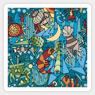 Cubist Crustacean Critters Sticker